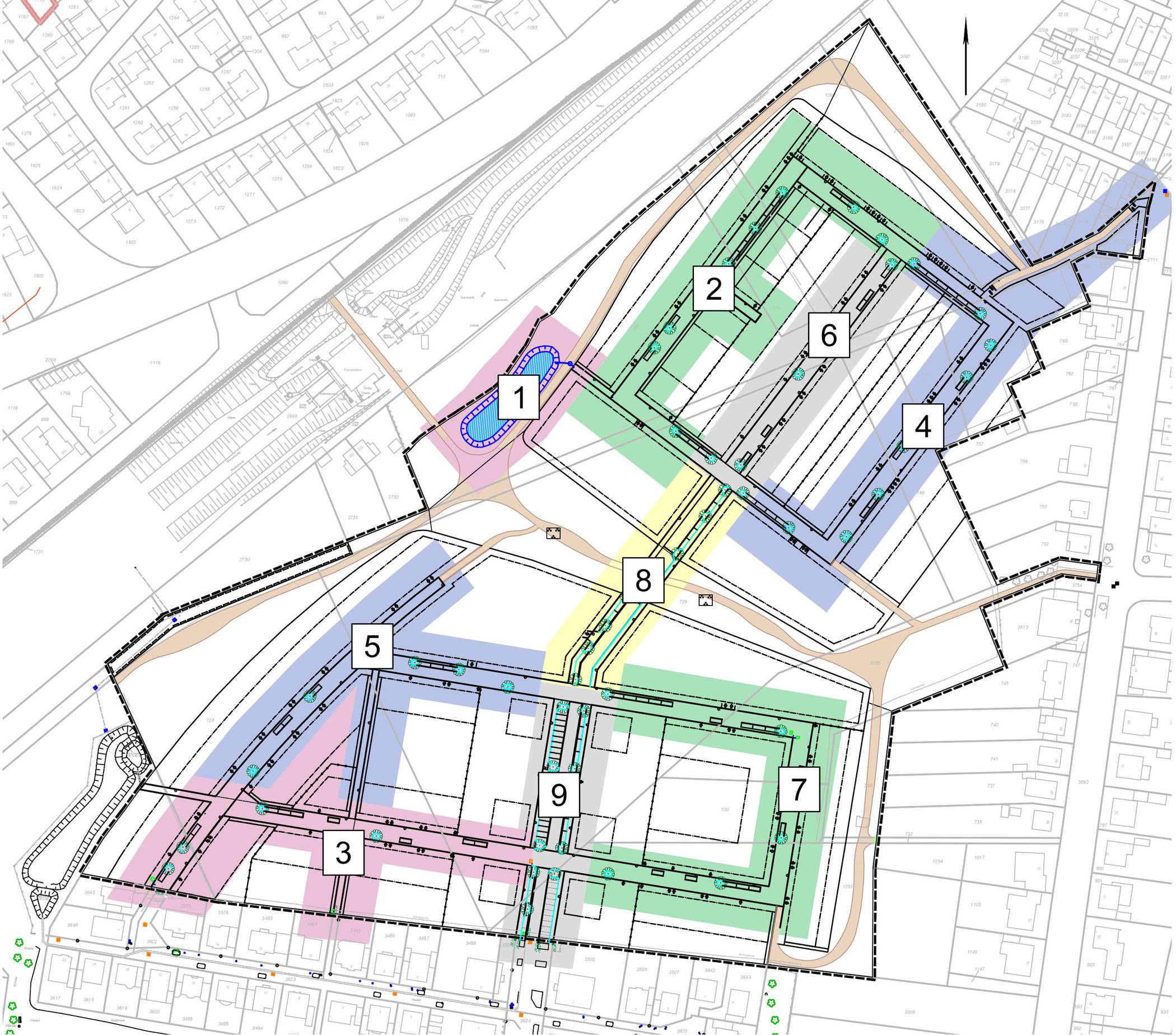  Die geplanten Bauabschnitte im Baugebiet Moerser Straße West. 