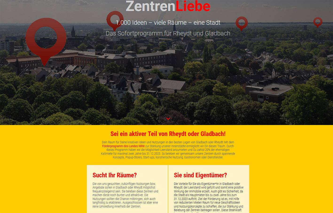 Zentren Liebe- so sieht die neue Website aus.  