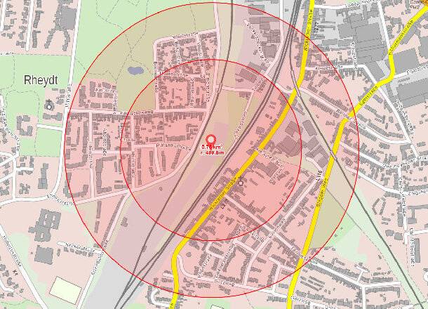 Die Grafik zeigt den Evakuierungsradius.&#x21e5;Grafik: Stadt