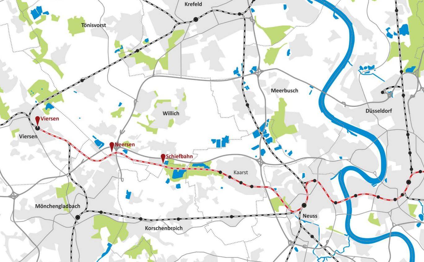  So soll er aussehen, der Verlauf der S28 von Viersen über Willich nach Kaarst und Neuss. 
  