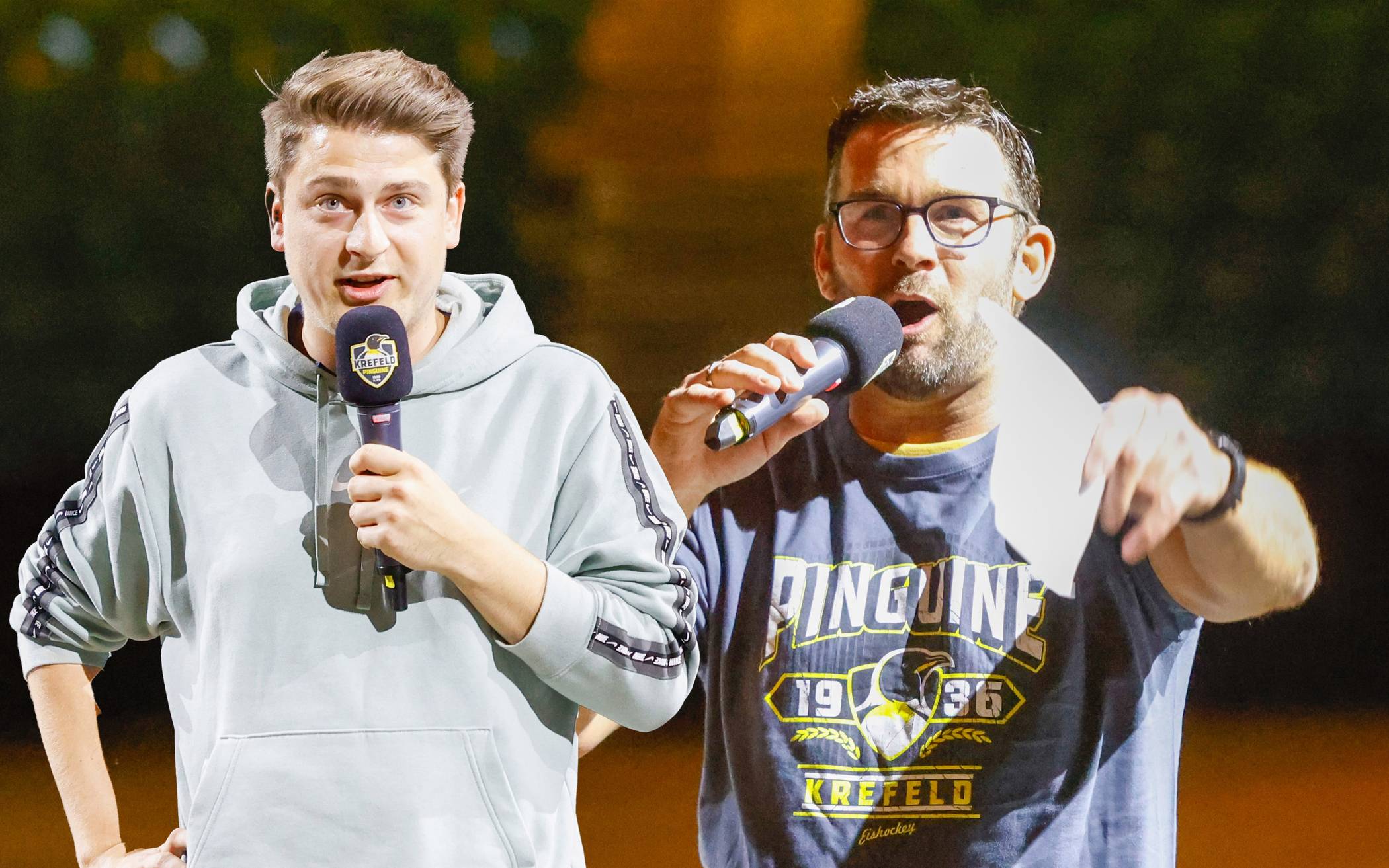 Neues Stadionsprecher-Duo der Pinguine: Simon Arens und Patrick Kramp