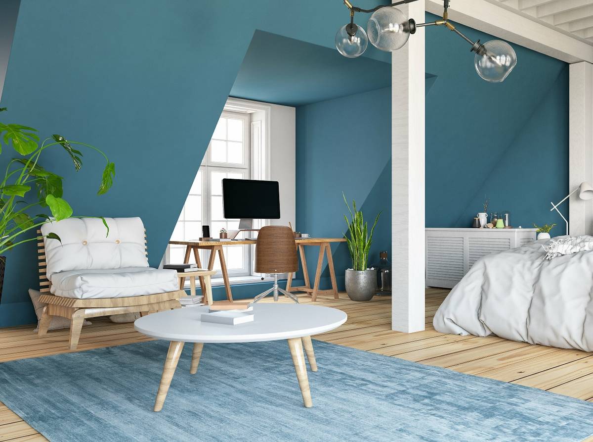  Eine gute Idee für die Einrichtung von Dachschrägen sind niedrige und leichte Möbel in schmaler Form. 