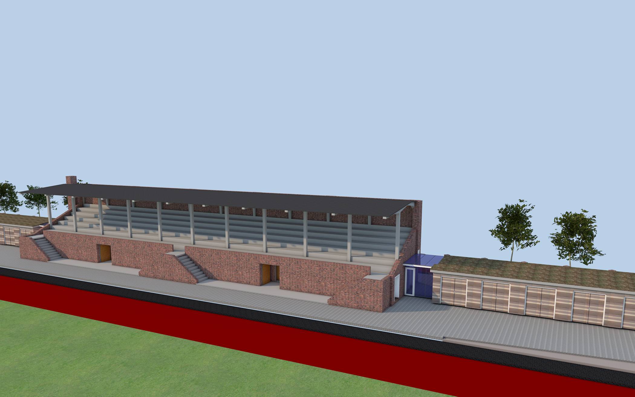 Die Tribüne der Hubert-Houben-Kampfbahn wird unter