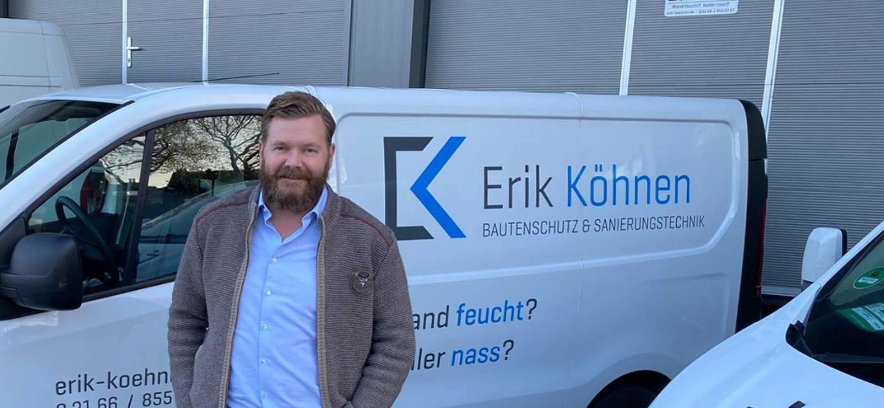 Gegen unnötig teure Maßnahmen hat Erik Köhnen etwas. Als zertifizierter und TÜV-geprüfter Gutachter für Gebäudeabdichtungen ist er der richtige Ansprechpartner in Sachen Bautenschutz und Sanierungstechnik.