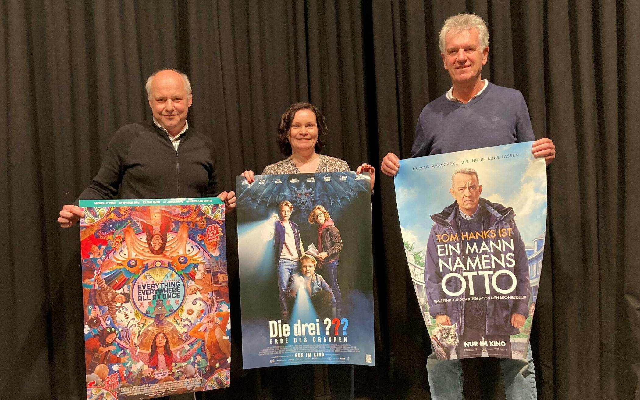 Film ab: Georg Huff (l.) und Ilka Longerich vom Schauplatz Langenfeld mit Bert Müllejans, Forum Wasserturm.