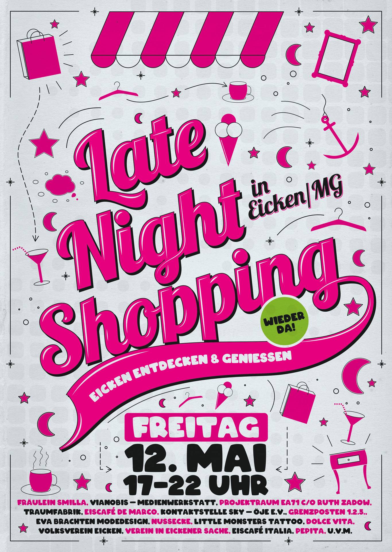  Das Plakat zum Late Night Shopping in Eicken. 