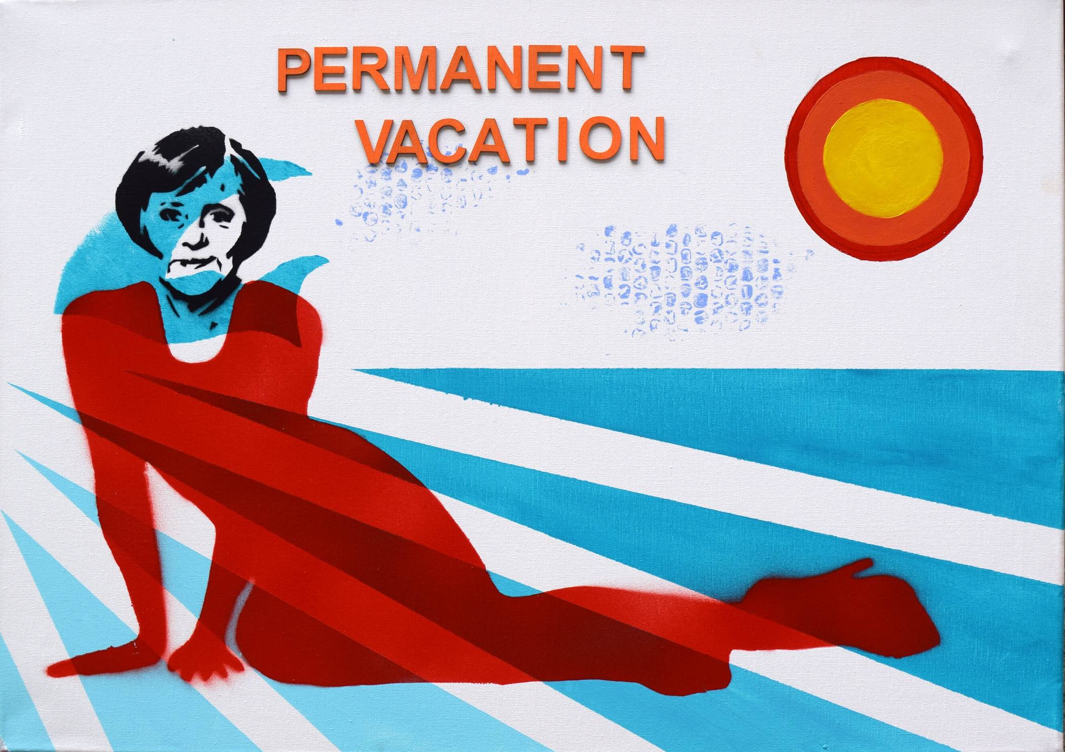 Auch Angela Merkel ist in einem Kunstwerk von Malte Sonnenfeld, der im Gewächshaus ausstellt, verewigt. 