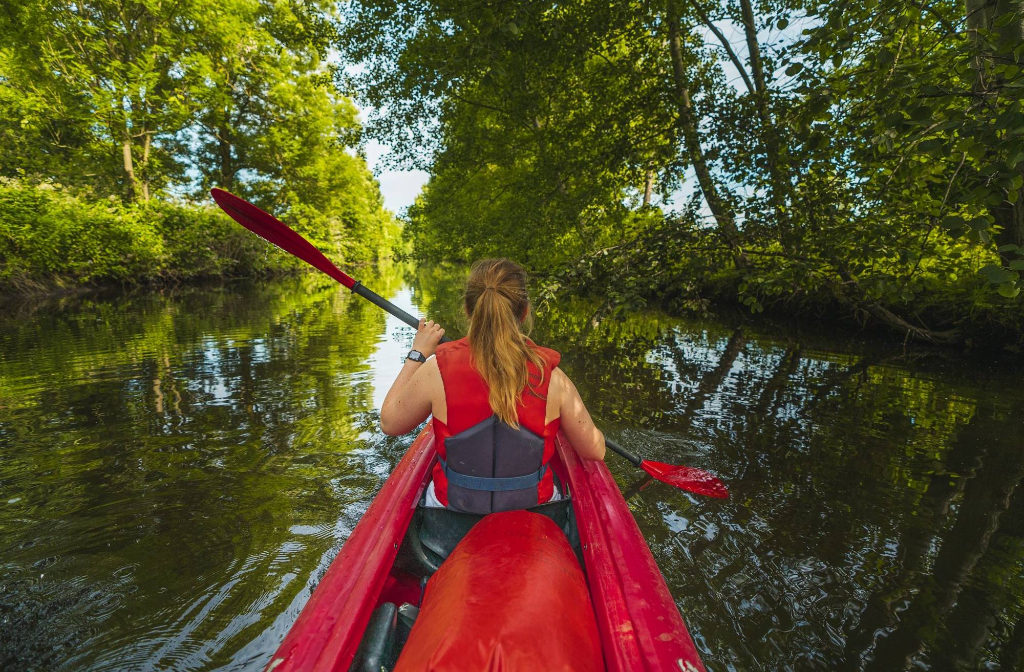 Sportliche Betätigung in idyllischer Landschaft: Paddeln