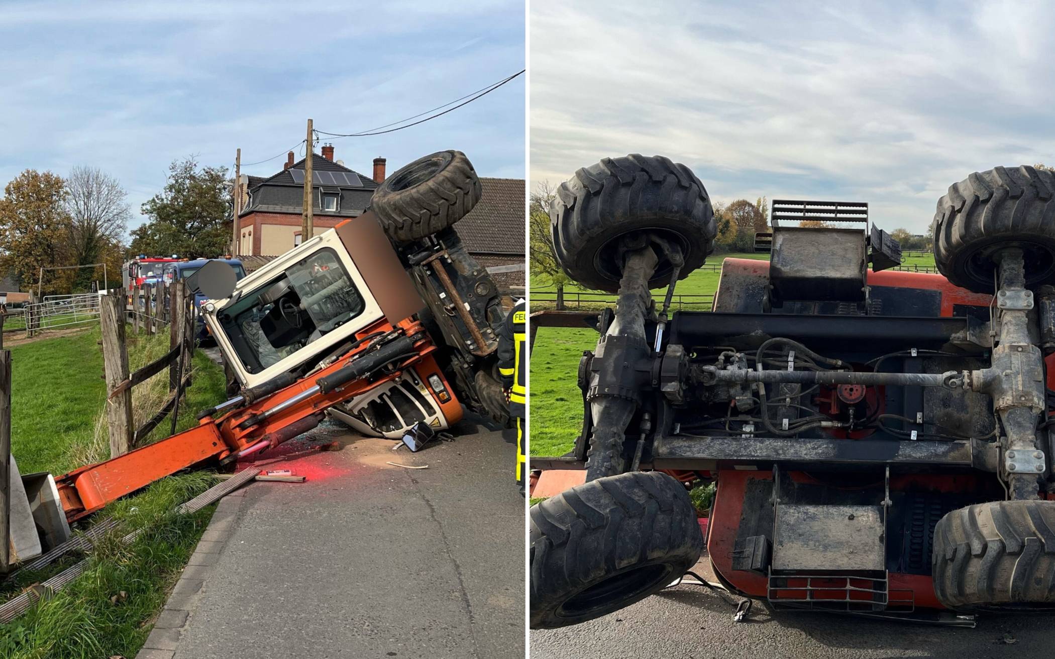 Bagger umgekippt - Fahrer leicht verletzt