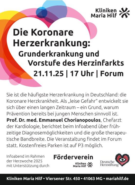 Herzwochen 2025: Koronare Herzkrankheit (KHK) und der Herzinfarkt im Mittelpunkt