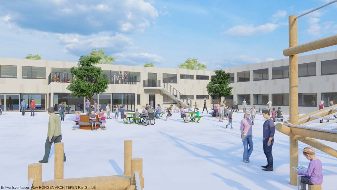  Das Interimsgebäude soll im zweiten Quartal 2026 auf dem Baufeld an der Breite Straße errichtet werden. 