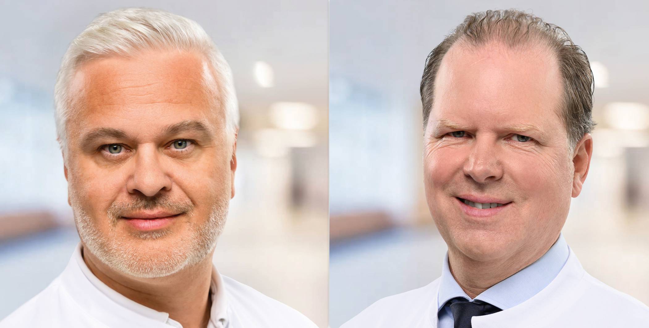 Die Gefäß-Experten Dr. med. Christian Reinhold, Leitender Arzt Sektion Angiologie (l.), und Dr. med. Thomas Nowak, Chefarzt Klinik für Gefäßchirurgie und Angiologie. 
