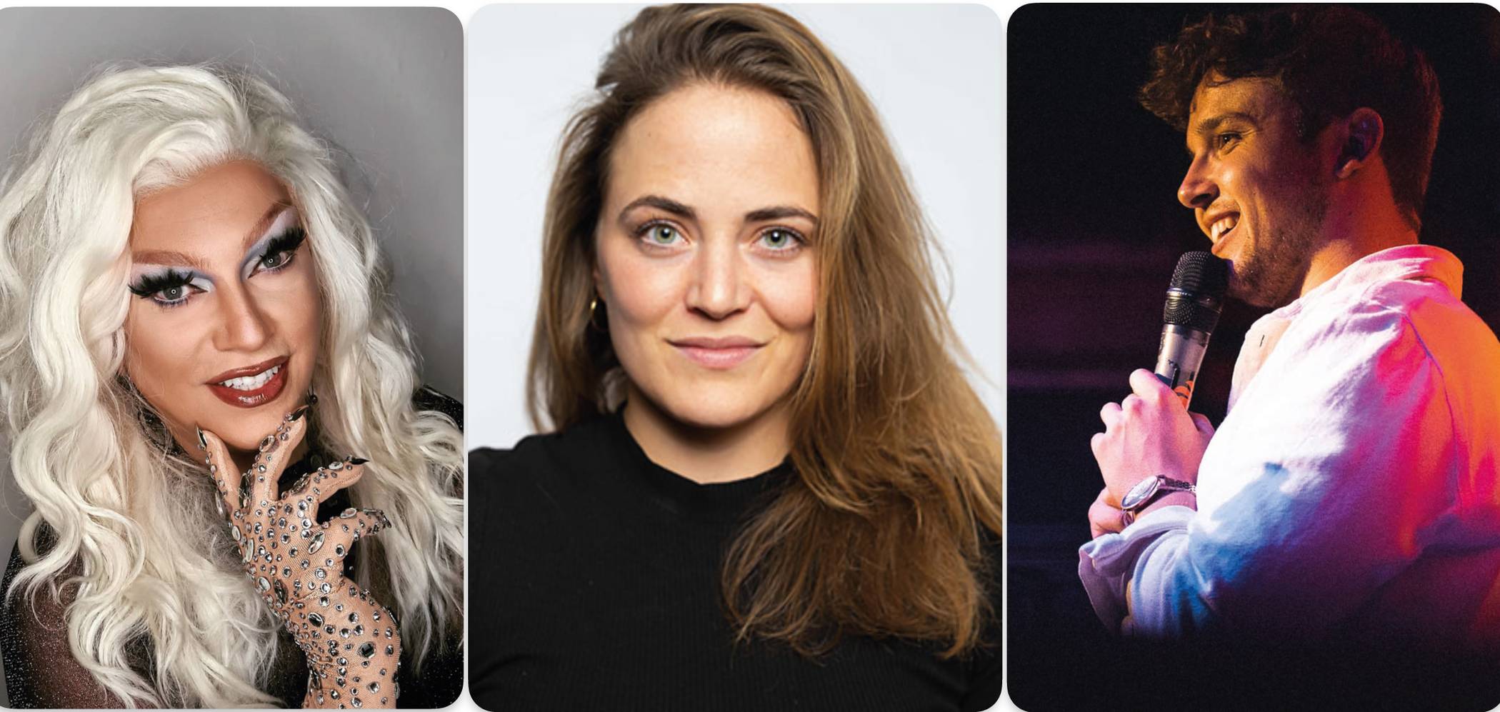  Drei der Stand-up-Comedians bei der Komischen Nacht in Mönchengladbach (v.l.): Pam Pengco, Hanna Eschenhagen, Ben Schafmeister. 