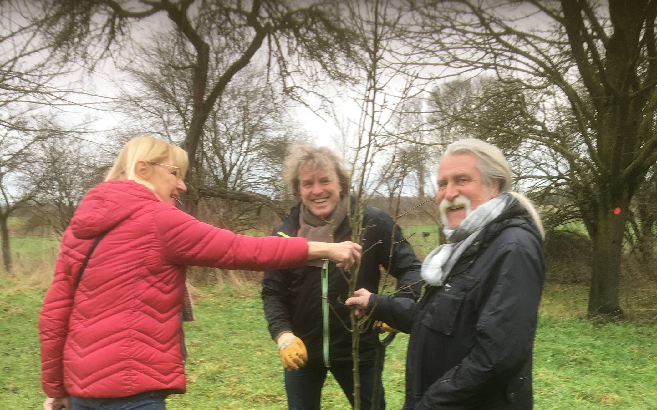 Pflanzten den Gedenkbaum an seinen Bestimmungsort: Monika Hohmann, Christoph Fleischauer und Peter Kiehlmann (SPD-Ortsverein Rheinkamp).