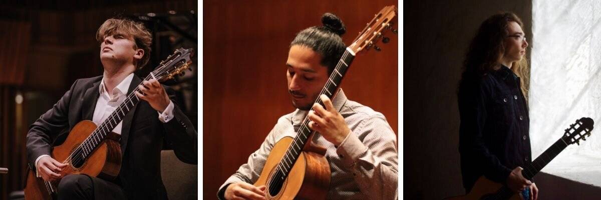  Internationales NRW Gitarrenfestival 2026 macht Station in Kamp-Lintfort: Robert Kwiedacz (POL), Juan Manuel Molano (COL) und Jan Christopher Heßling (DEU). 