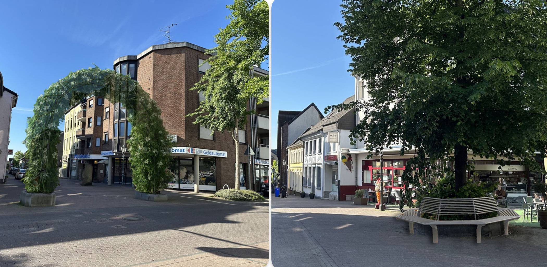  Der Pflanzbogen am nördlichen Eingang der Quadtstraße wird neu bepflanzt und durch eine Baumbank um die Linde herum soll der Platz auf Höhe des Eiscafés stärker zum sozialen Mittelpunkt werden. 