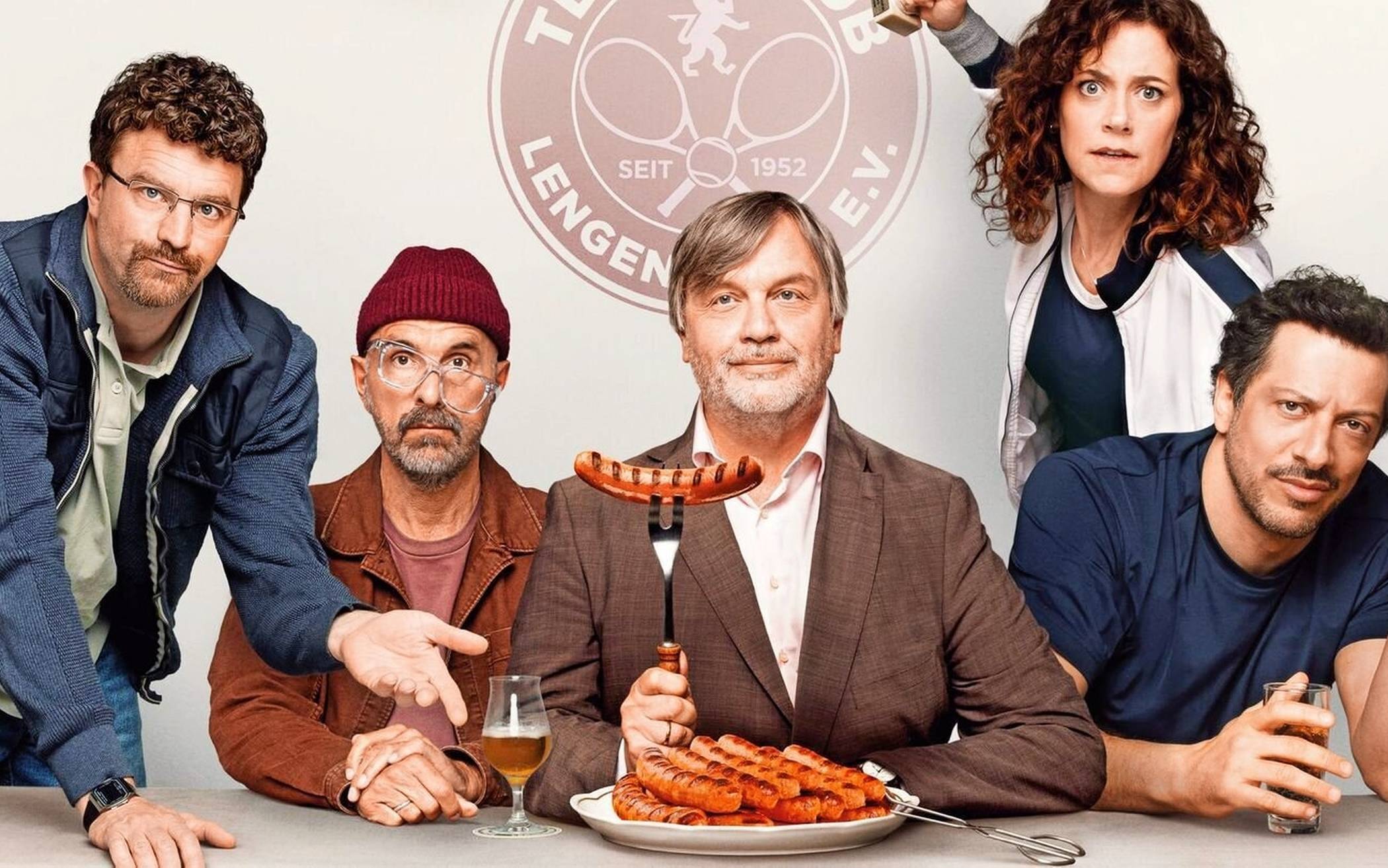  Friedrich Mücke, Christoph Maria Herbst, Hape Kerkeling, Anja Knauer und Fahri Yardim (v.l.) streiten um die „Extrawurst“. 