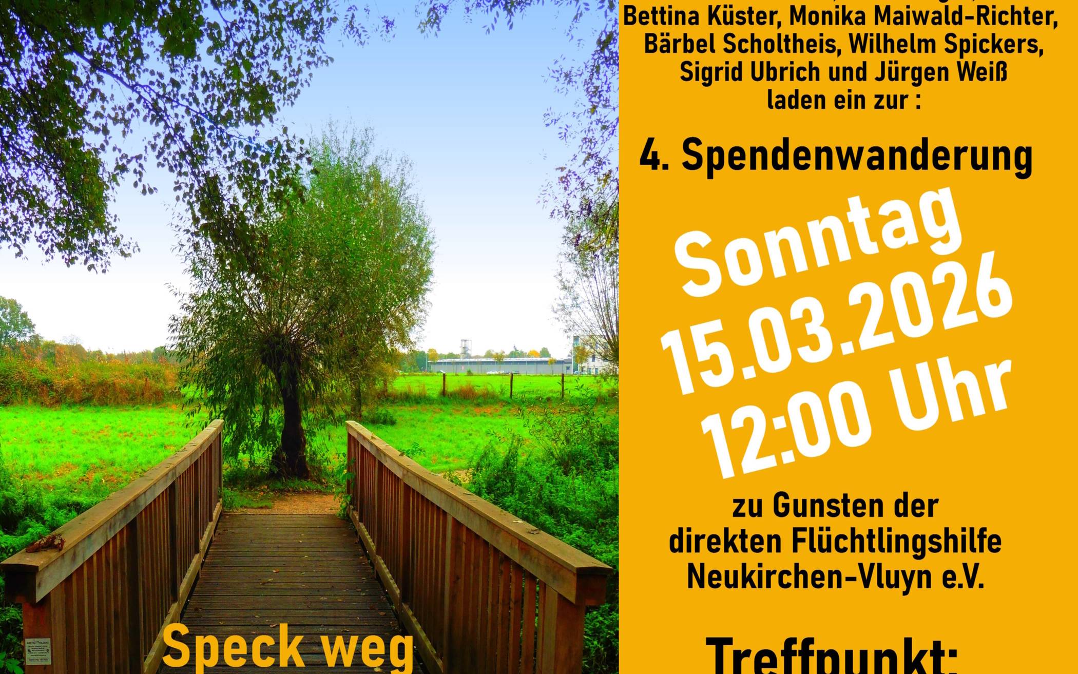  Während der Wanderungen geht ein Spendenglas herum. 2026 gehen die Spenden zu 100 % an die „Direkte Flüchtlingshilfe Neukirchen-Vluyn e.V.“. 