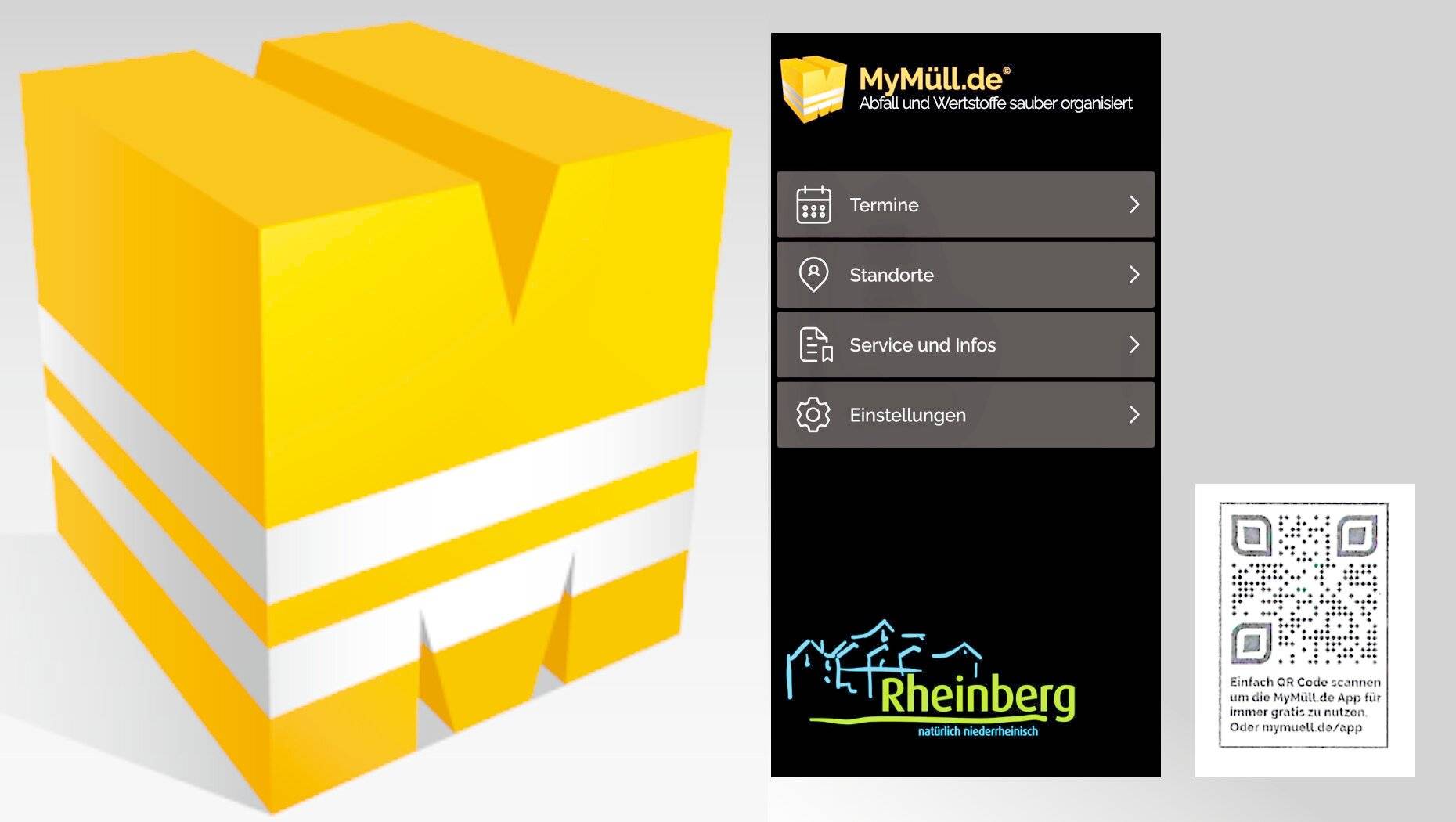  Neben den üblichen Infos (wo stehen welche Altkleider- und Altglascontainer, wo bekomme ich Restmüll- bzw. Grünschnittsäcke oder gelbe Säcke) gibt es auch Verlinkungen zur Homepage der Stadt Rheinberg (Abfallservice). 