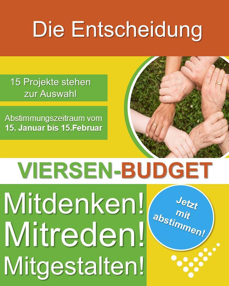 Ein Teil des Plakates zum Viersen-Budget. 