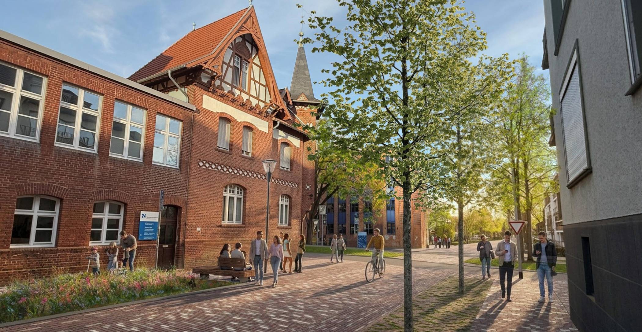 Mit mehr Grün, viel Gestaltungsqualität und weniger Verkehr soll die Webschulstraße zu einem attraktiven Campusboulevard umgebaut werden.