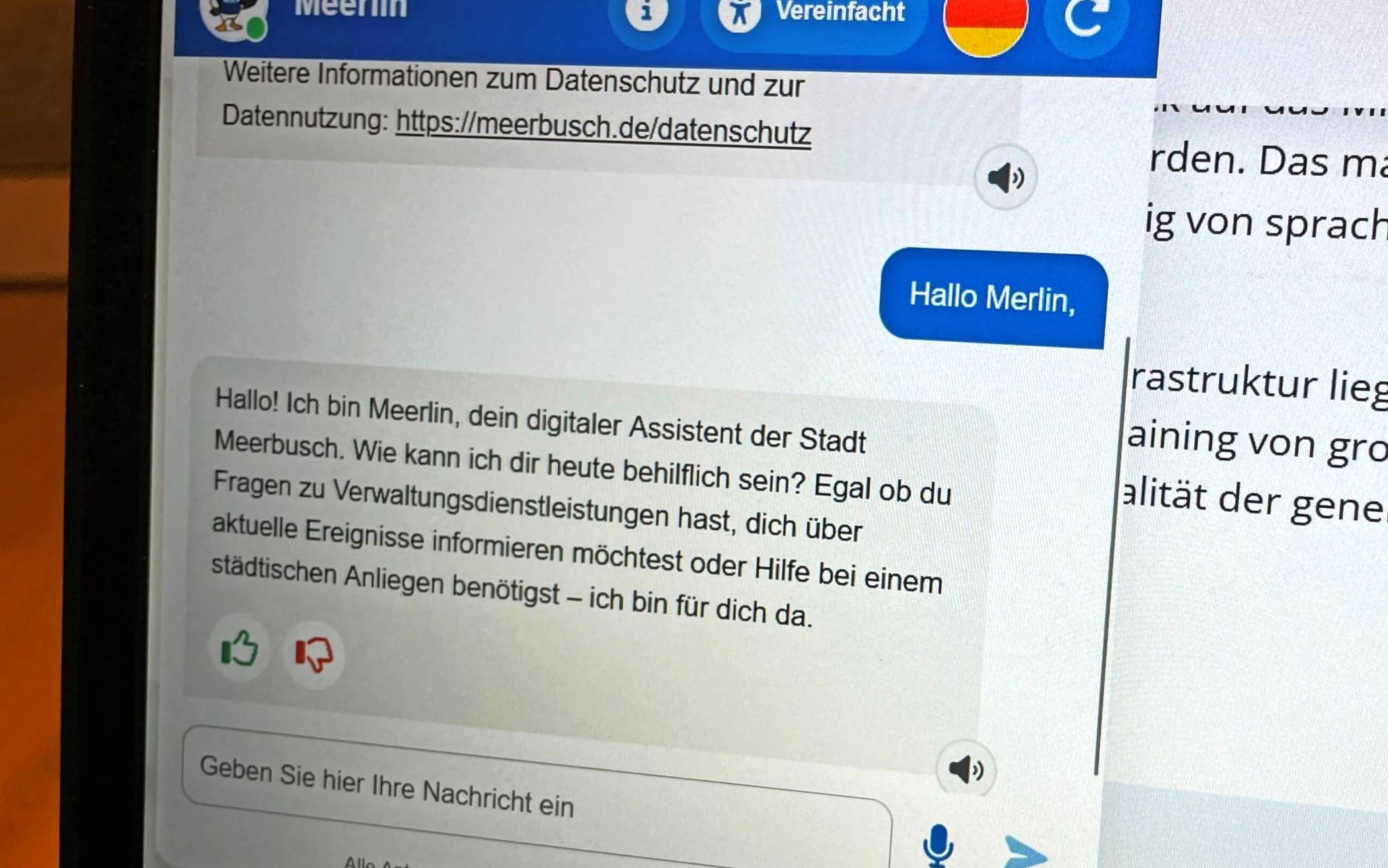 Chatbot Meerlin 
hilft rund um die Uhr
