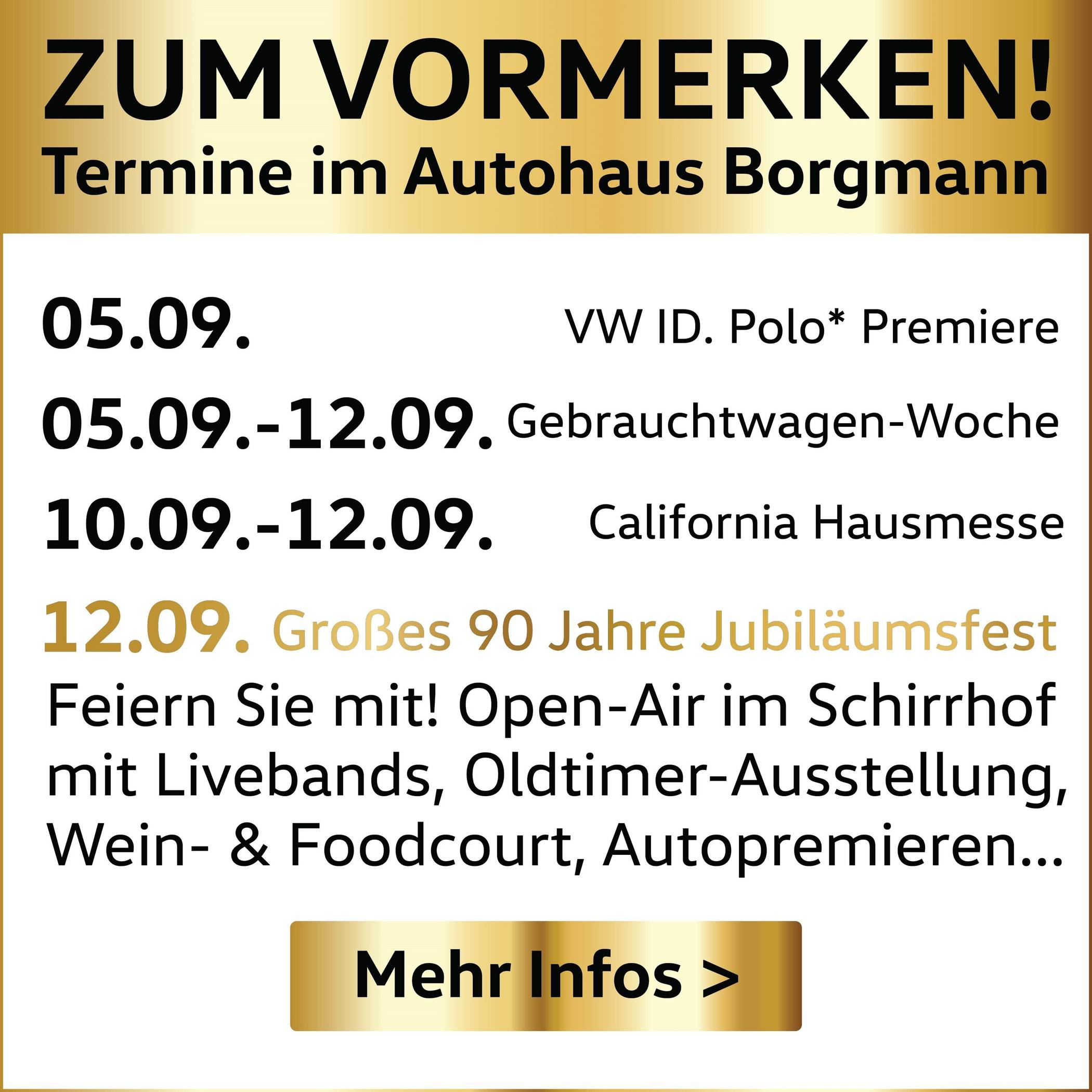 Gebrauchtwagen-Woche & OPEN-AIR Jubiläumsfeier im Autohaus Borgmann