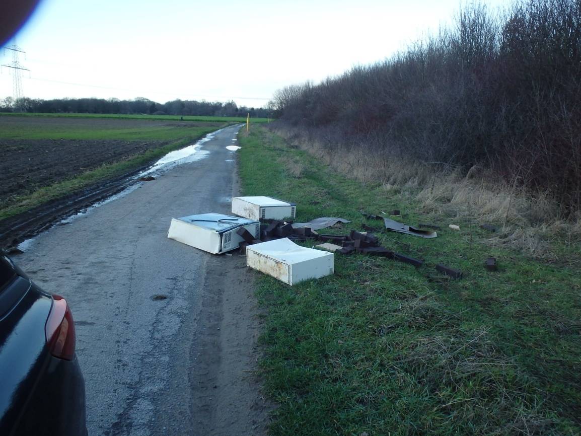 Nachtspeicheröfen im Grünstreifen entsorgt.