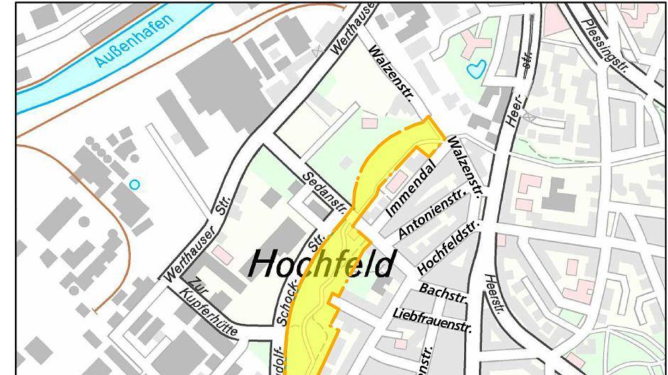 Der Bereich des Grünen Rings Hochfeld.