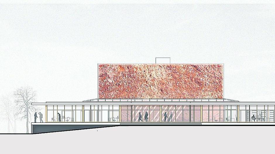  Das neue Kreisarchiv — aus Richtung der Straße Ransberg gesehen. Zeichnung: DGM Architekten, Krefeld 