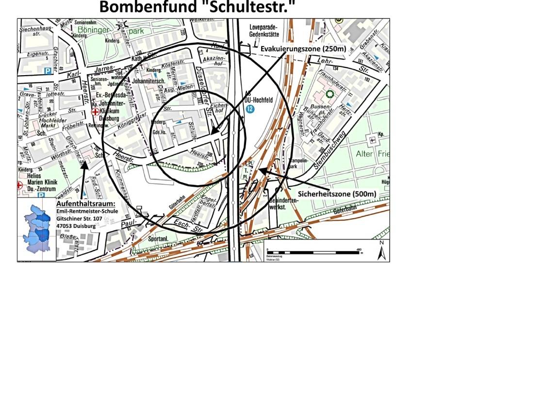 UPDATE Entschärfung erfolgreich: Bombenfund in Duisburg-Hochfeld: Entschärfung heute!