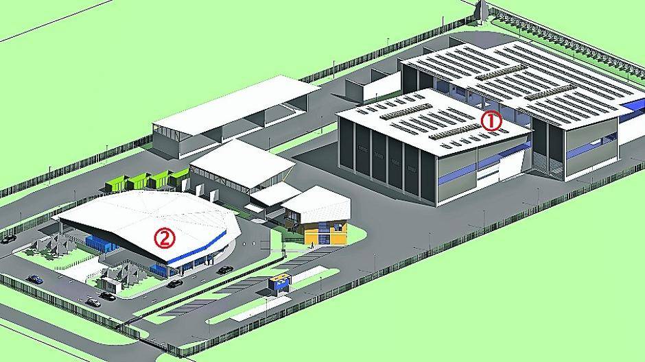  So soll es aussehen: Mit Nummer „1“ gekennzeichnet ist die Umladestation, mit Nummer „2“ das Wertstoffzentrum, das von den Bürgern genutzt werden kann. Wird es auch so aussehen? Grafik: Kreis Viersen 