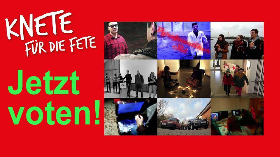 Der einminütige Trailer zeigt Ausschnitte aus allen neun Videos, die sich um Knete für die Fete bewerben. Das Online-Voting läuft noch bis zum Montag, 22. Januar.