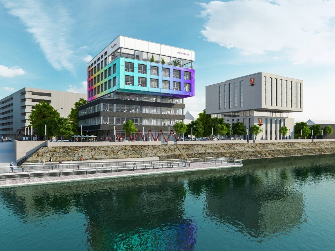  Im Bereich des Calais-Platzes wird an der Unterstraße das Krankikom-Bürohaus und ein Hotel (r) entstehen. 