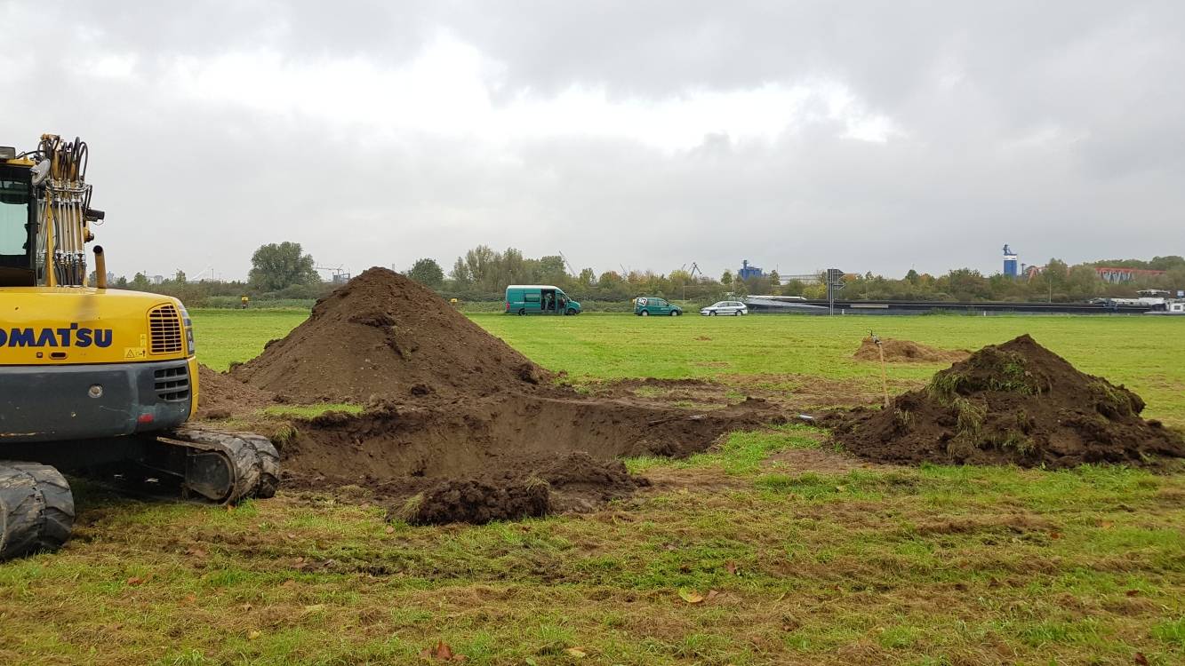  Der Fundort der Bombe in der Ruhrwiese. 