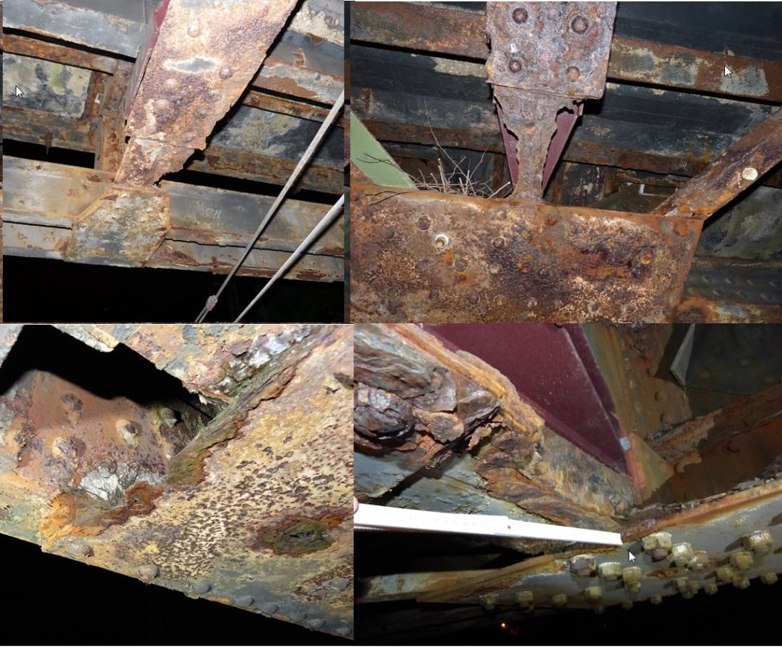 Die Knotenpunkte unterhalb der Brücke "An der Cölve" sind stark verrostet. Die Standsicherheit des Bauwerks ist akut gefährdet.