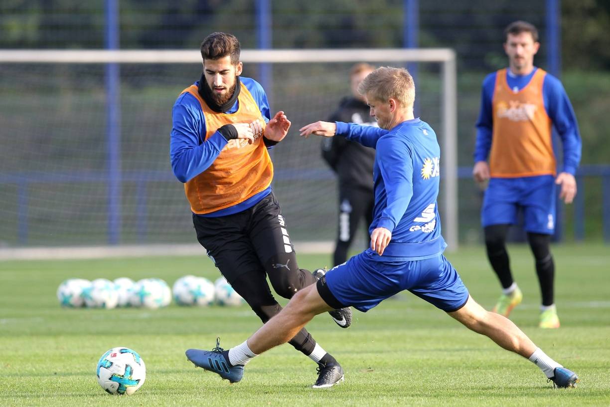  Tugrul Erat und Dan-Patrick Poggenberg machen sich fit für das Heimspiel gegen Aue am Sonntag. 