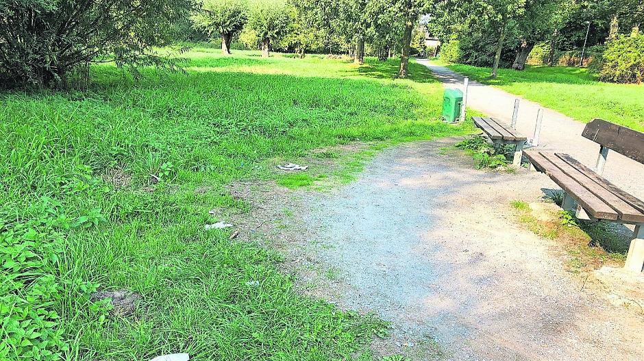 Eins von vielen Beispielen: Auch wenn eine Sitzgelegenheit mit Mülleimer vorhanden ist, liegt der Müll davor.