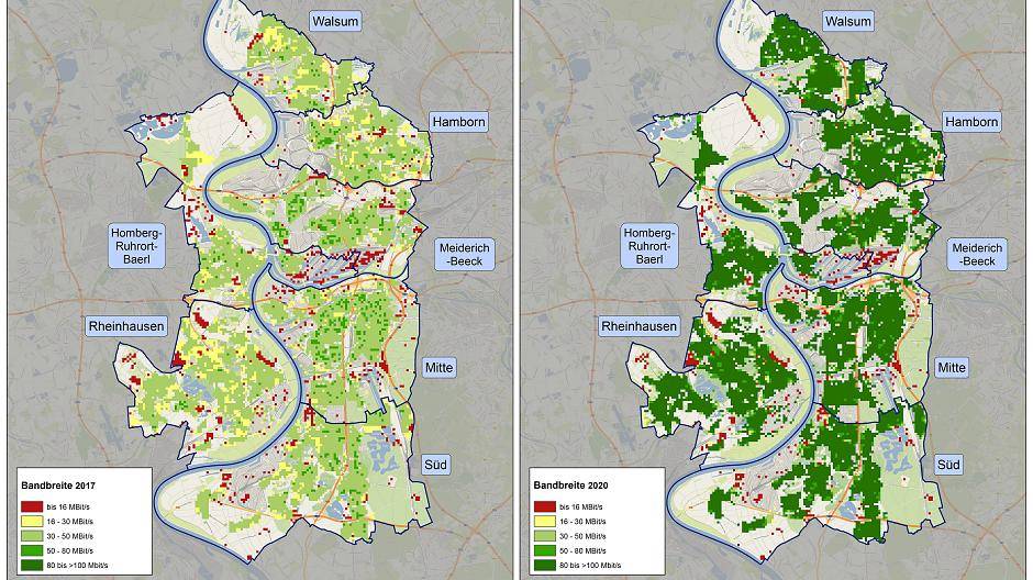  Bis 2020 sollen über 90 % der Duisburger Haushalte über schnelles Internet verfügen können. 