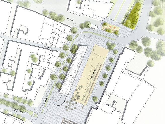 Das neue Gebäude zwischen Bahnhof und der alten Mercatorstraße-Bebauung lässt den...