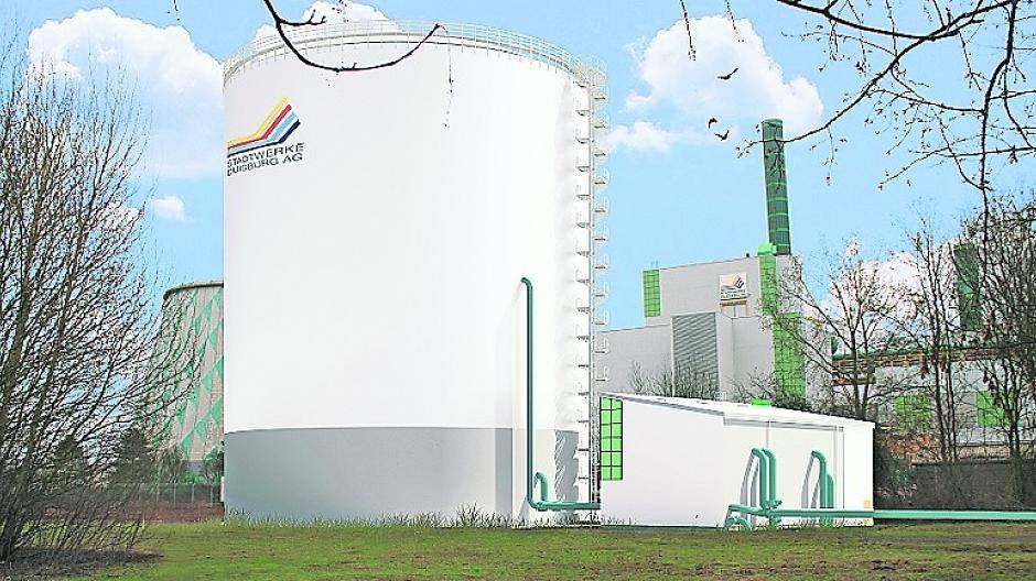Rund 20 Millionen Euro wird der neue Wärmespeicher kosten. Mit einer Höhe von 44 Metern wird er fast exakt so hoch wie das schon bestehende Kraftwerksgebäude. Grafik: Stadtwerke