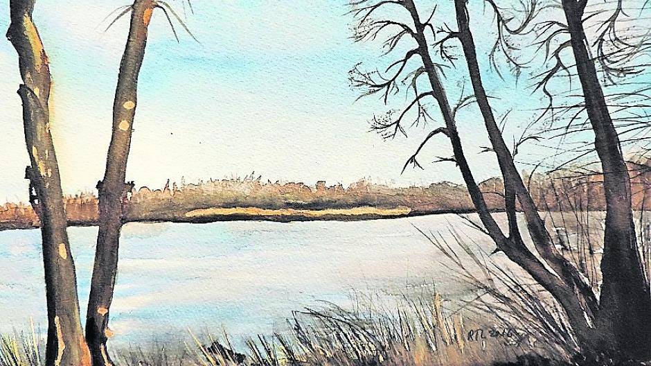 Blick auf den Glabbacher Bruch, einen der vier Krickenbecker Seen, im Winter.