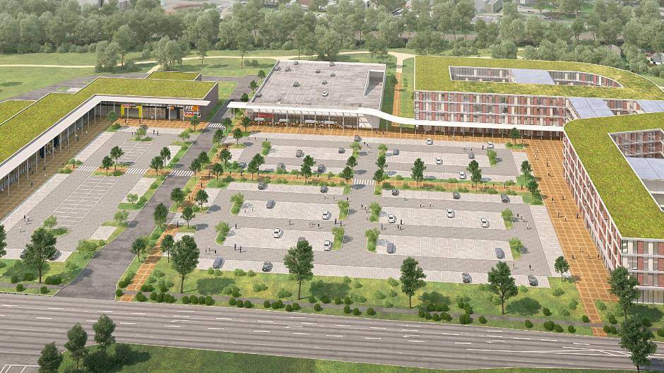  Im linken Gebäude soll u.a. das E-Center untergebracht werden, rechts sind Büro- und Schulungsräume vorgesehen. Visualisierung: Phase5/vdh 