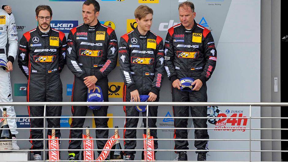  3. Platz für das Haribo-Racing-Team (vl): Maximilian Götz, Lance David Arnold, Jan...