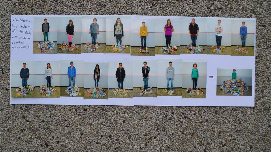 In ihrer Projektdokumentation zeigen die Schüler, wie viel Müll jeder gesammelt hat....