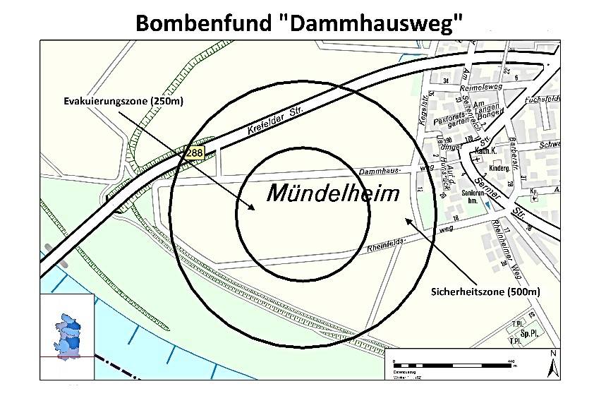 Bombenfund am Rheindeich in DU-Mündelheim: Entschärfung heute!