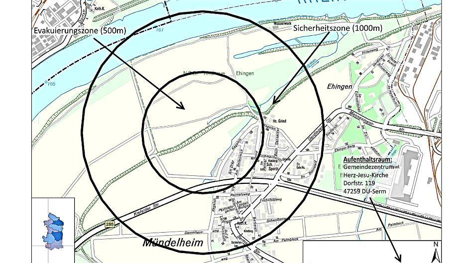 Bombenfund am Rheindeich in DU-Mündelheim: Entschärfung heute!