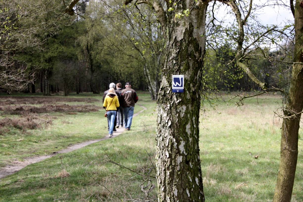  Ein Gruppe Wanderer erkundet den Premiumwanderweg Galgenvenn im Naturpark Schwalm-Nette. Im Wettbewerb "Deutschlands Schönste Wanderwege 2016" ist dieser in der Kategorie "Touren" nominiert. 