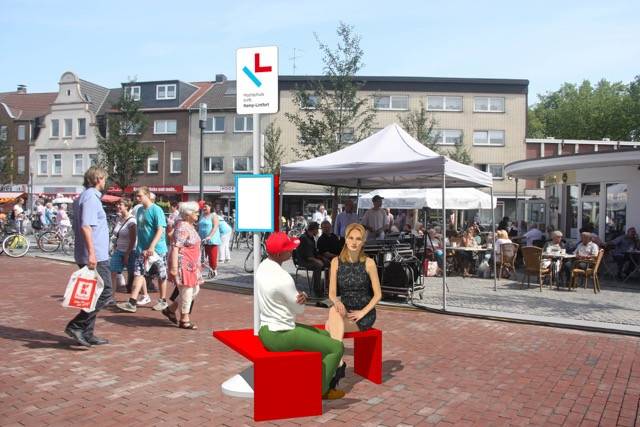  So soll die SCHNITT_STELLE aussehen. Allerdings wird die Aktion in der Innenstadt nicht vor dem EK3 sondern in der Nähe der zentralen Bushaltestelle (Moerser Straße/Kamperdickstraße) stattfinden. 