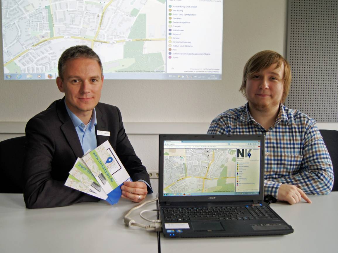 Frank Grusen (Stadtmarketing) und Thorsten Rolik (Stadtjugendring) stellten diese Woche den NV-Kompass vor. 